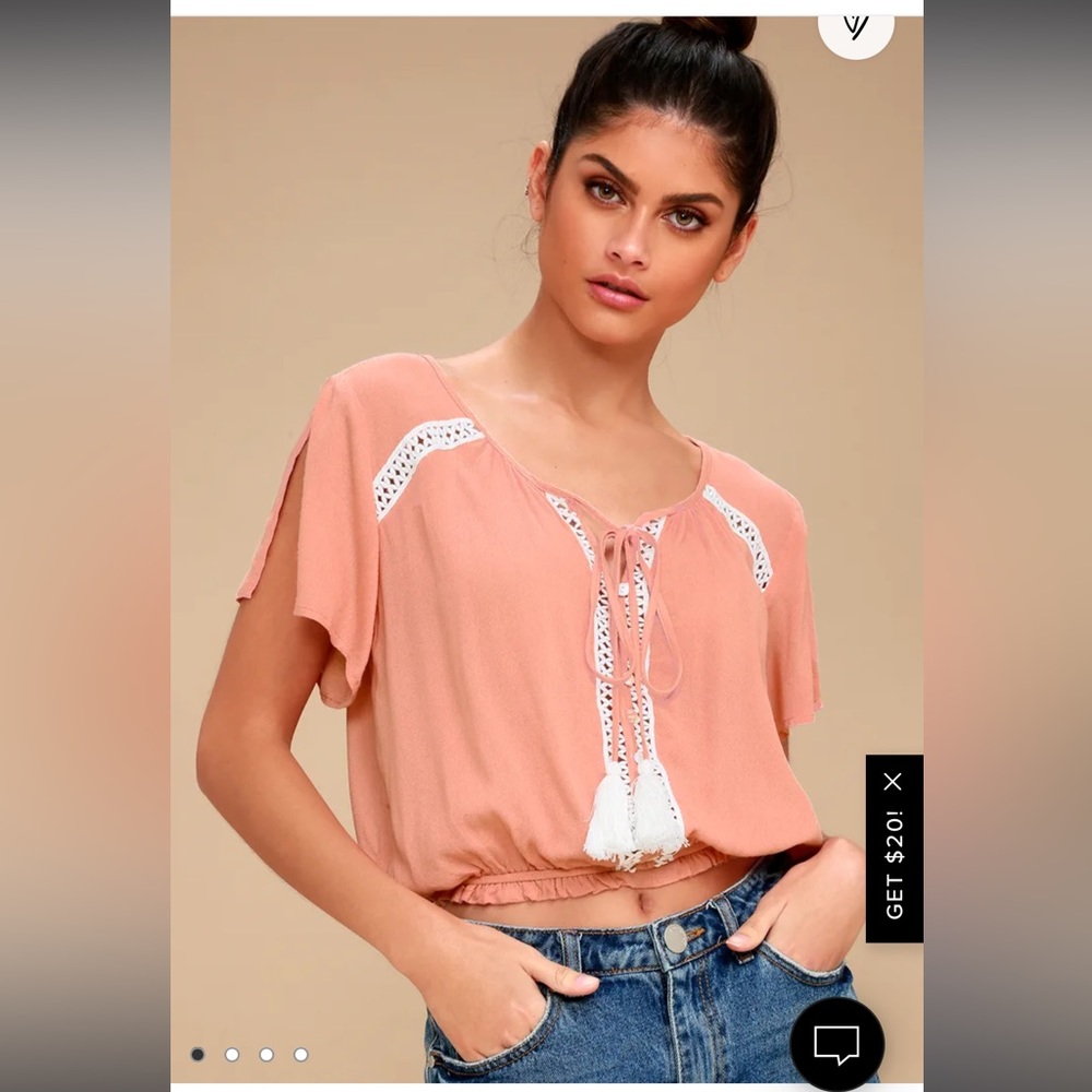 Lulus My Sunshine Blush Pink Crop Top Small